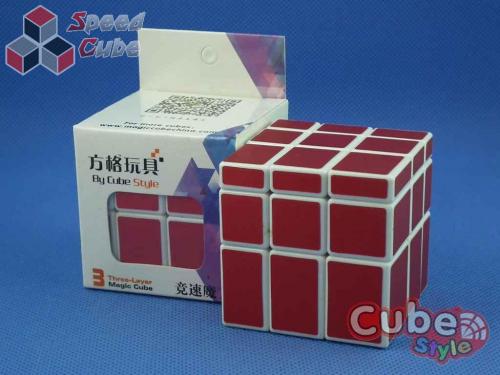 Cube Style Mirror 3x3x3 White Body - Red Stickers
