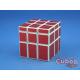 Cube Style Mirror 3x3x3 White Body - Red Stickers