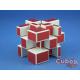 Cube Style Mirror 3x3x3 White Body - Red Stickers