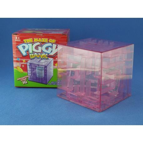 Maze Piggy Bank Box Różowa