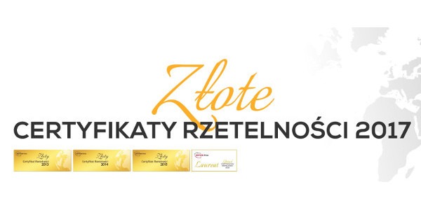 Złote Certyfikaty 2013, 2014, 2015, 2016, 2017